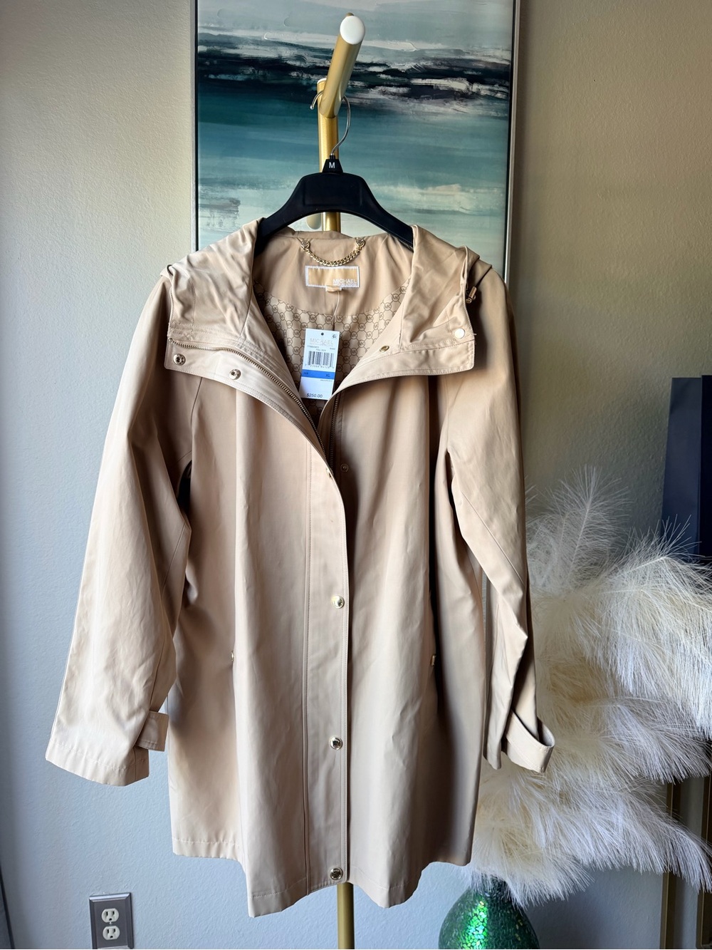 🎀 MICHAEL Michael Kors Beige Hooded Trench Coat